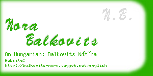 nora balkovits business card